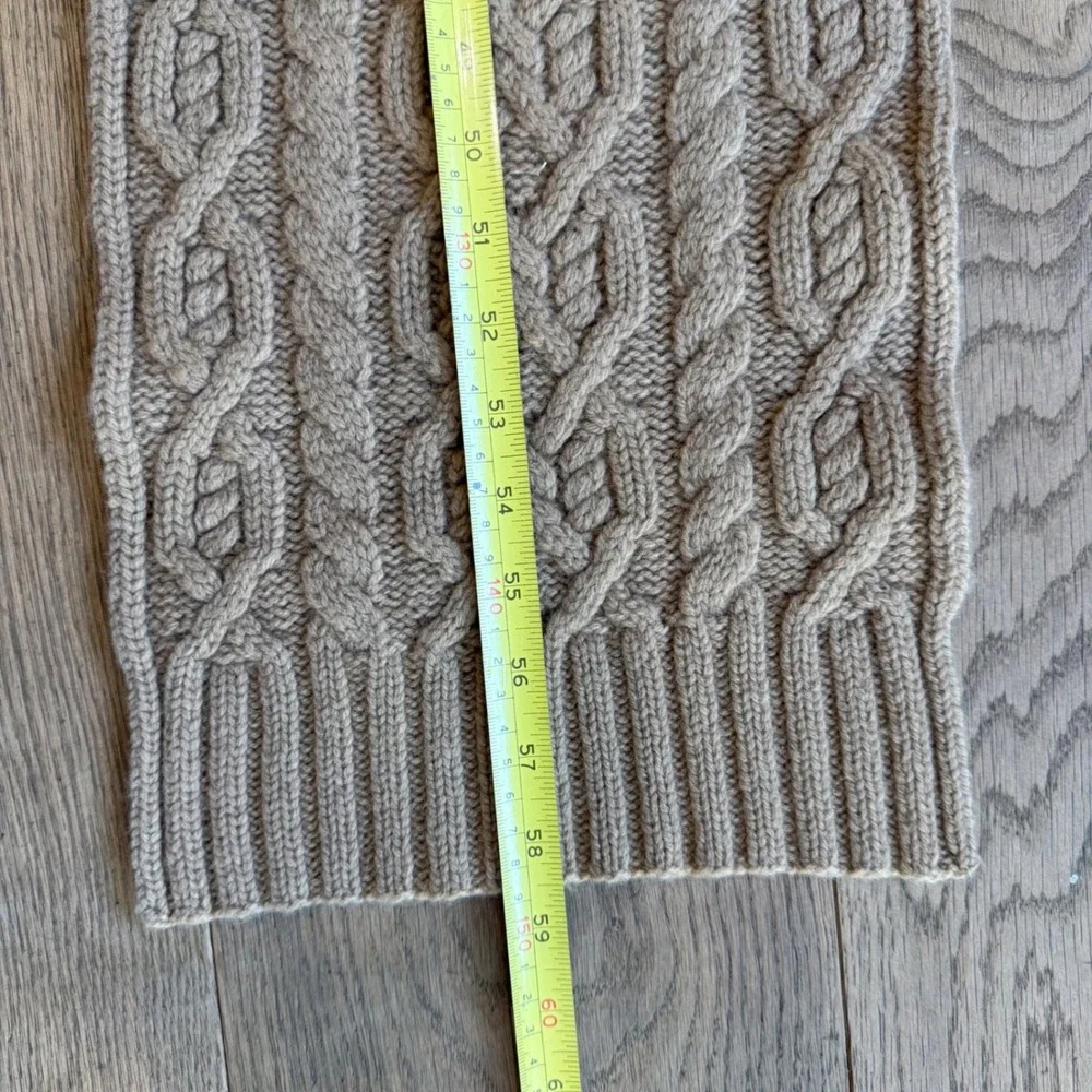 Polo Ralph Lauren‎ Wool Rabbit Hair Cable Knit Scarf Oatmeal Beige Chunky Winter
